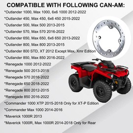 Vanlison Disco de freno delantero trasero compatible con Cam Am ATV UTV Outlander Renegade Commander Maverick 1000 850 800 650 570 500 450 Max 6x6 Disco de acero inoxidable de repuesto directo OEM