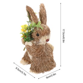 HOLIDYOYO Hand-Woven Straw Rabbit Ornament - Easter Bunny Figurine for Home, Office, Kitchen Decor - Natural Sisal Animal Sculpture for Tabletop, Springtime Decorations, Coffee