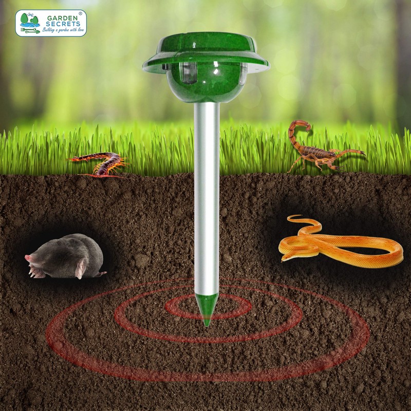 GARDEN SECRETS (2 Pack) Professional Solar MOLE & Snake Repellent,