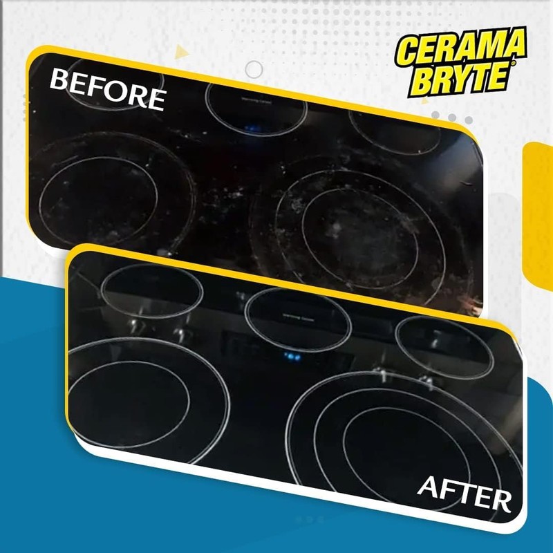 Cerama Bryte Removes Tough Stains Cooktop and Stove Top Cleaner