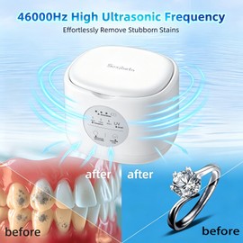 Ultrasonic Jewelry Cleaning Machine, 48KHz deep Cleaning Professional ultrasonic Cleaning Machine with one-Click Operation, Jewelry, dentures, Glasses, Food-Grade Stainless Steel Water Tank
