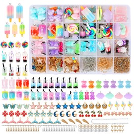 UCAMP 161 Piece Charms Pendant Set, Jewellery Making Set, Gifts for Girls, Butterfly Gummy Bear Necklace, Resin Pendant for Earrings, Bracelets, Necklaces, Keyrings