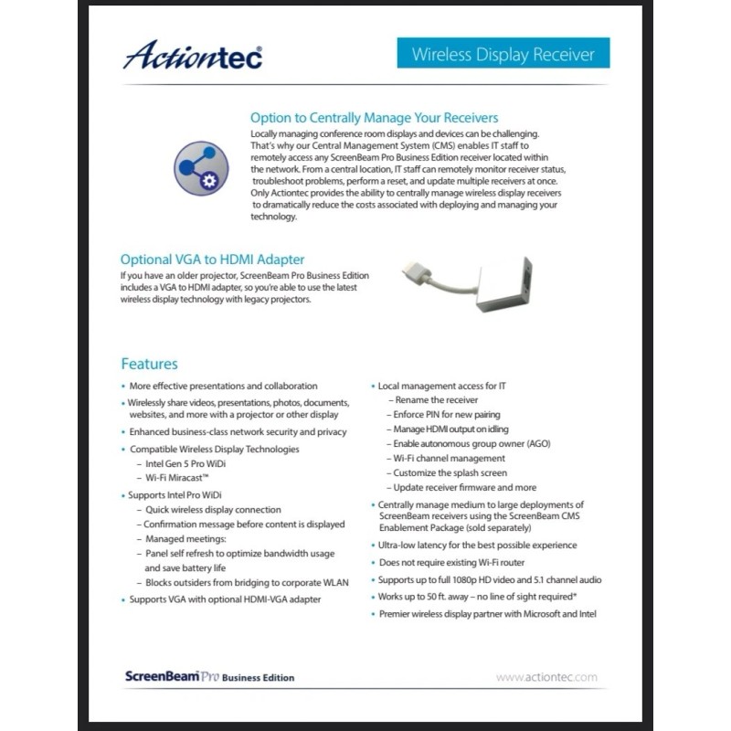 Action-Tec ACTIONtec ScreenBeam Series Pro Business Edition-SBWD10