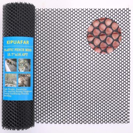 Pet Proof Barrier Net, Black Plastic Chicken Wire Mesh Fencing 15.7IN x 6.56FT, Balcony Cat Safety Net & Garden Snake Barrier, Heavy Duty Protection for Chicken Coops, Rabbit Hutches, Dog Kennels