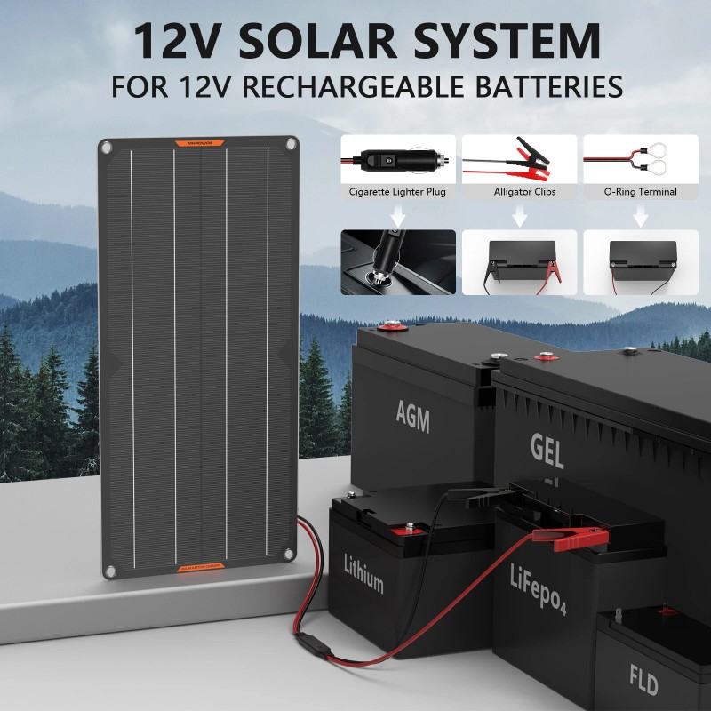 MHPOWOS 10W Solar Panel 12V Trickle Charger Battery Charger Kit