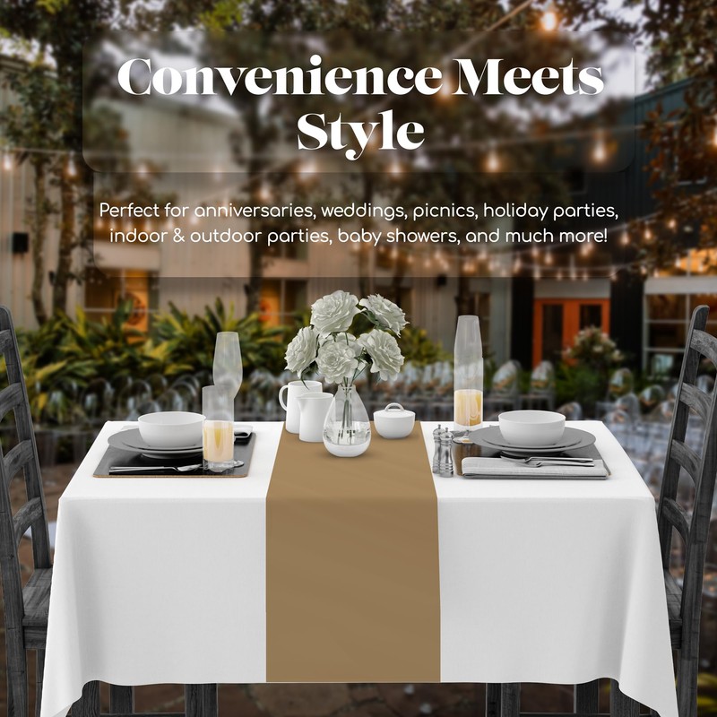 Gold 12 Pack Premium Disposable Plastic Table Runner 14 x