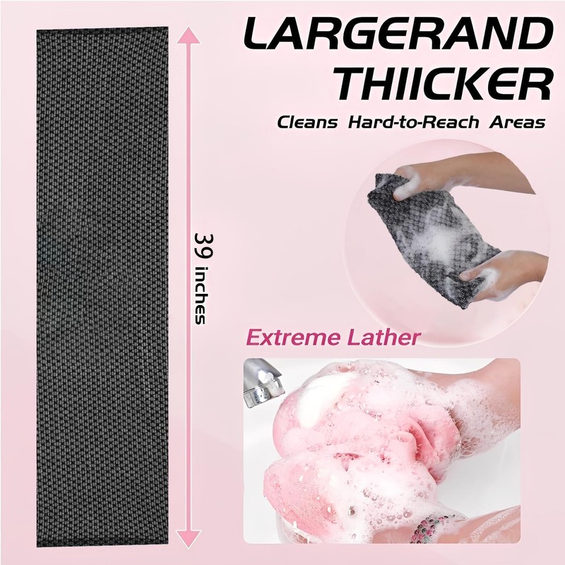 Exfoliating Bath Towel, Tear Resistant Exfoliating Washcloth, Long Washcloth, Back