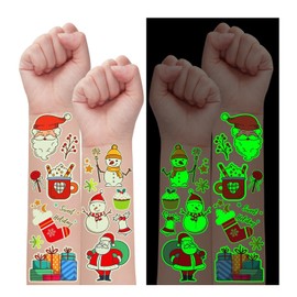 Luminous Tattoo Christmas Decoration Children, Leesgel Christmas Tattoo Children Temporary Tattoo for Christmas Decoration Children, Santa Gifts Children Girls Boys Christmas Gifts Children