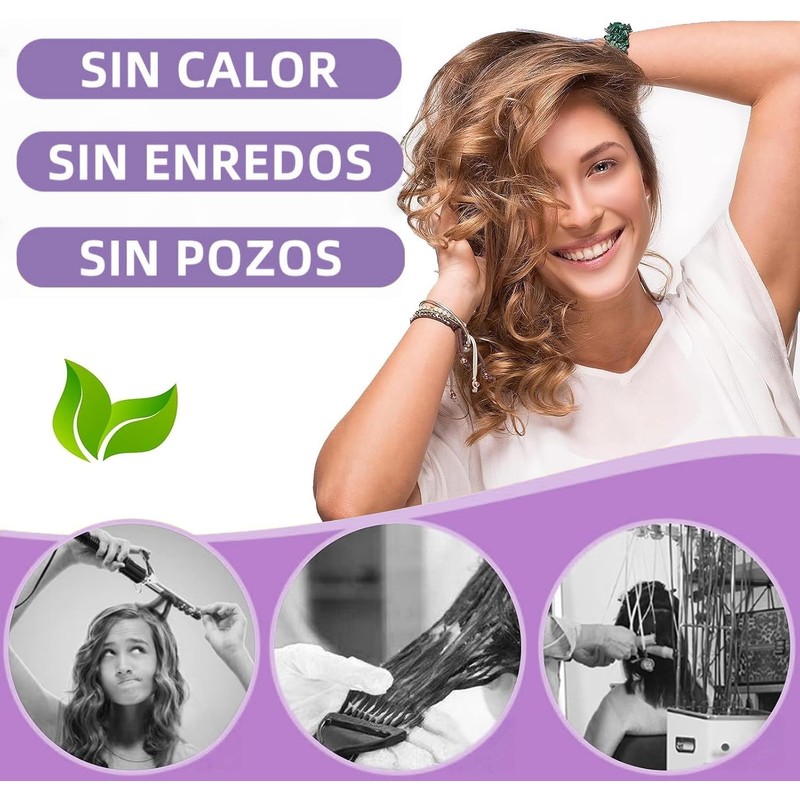 Rizos Sin Calor de Silicona, 40 Pzs Rizadores para Onda