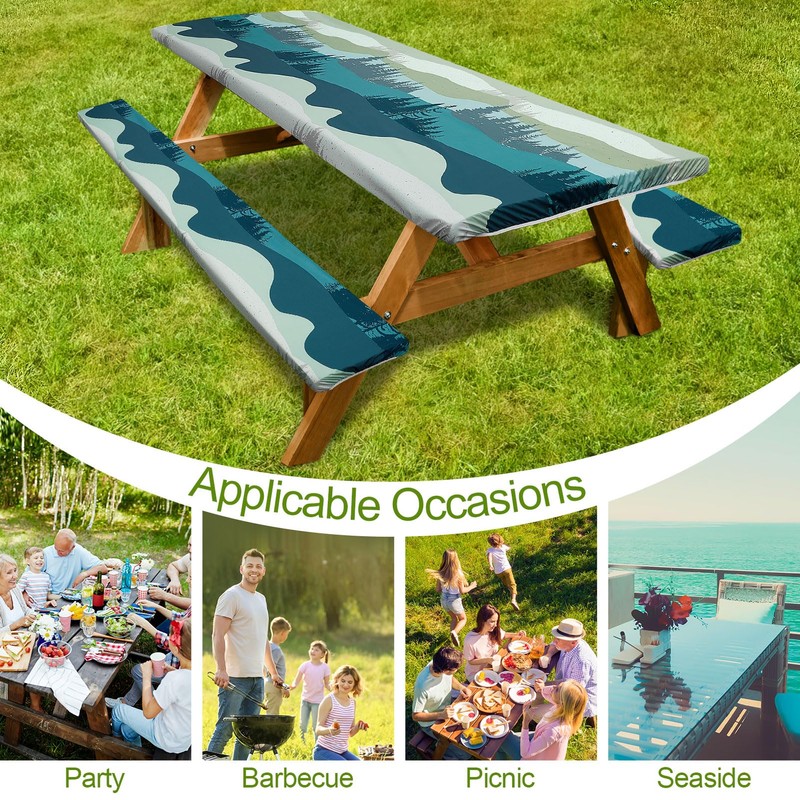 Picnic Table Cover with Bench Covers Camping Essentials Waterproof Windproof