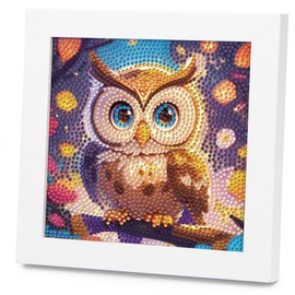 lesaonsy Diamond Painting Kit with Frame - 6 Inch Pre-Framed Animal Art | Beginner-Friendly DIY Craft Gift for Teens & Adults | Complete Set with Tools, Gem Art Kits Gift (1-3 Hrs Project)-Owl