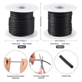 16.4 Yards 3mm Hollow Pipe Rubber Cord PVC Knitting Stitch Holders Rubber String Barber Cords Black Tubing Jewelry Cord for Knitting Sewing DIY Crafts Jewelry Making Supplies