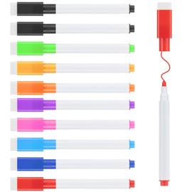 HRLORK 10pcs Mini Whiteboard Pens 9 Colours Magnetic Erasable Markers