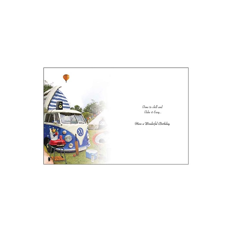Jonny Javelin Male Happy Birthday Wishes Card - Retro Campervan
