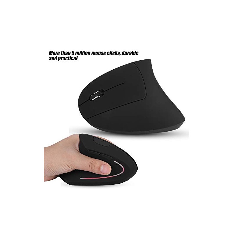 HEITIGN Ratón Vertical Inalámbrico Óptico para Zurdos Negro 2000dpi USB