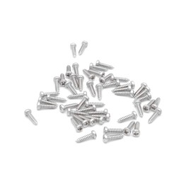 Xuxing 50pcs Acoustic Electric Guitar Tuning Pegs Screws,Bass Guitar Machine Heads Mounting Screws for Electric/Acoustic Guitar Bass (Chrome, 2 * 11mm)