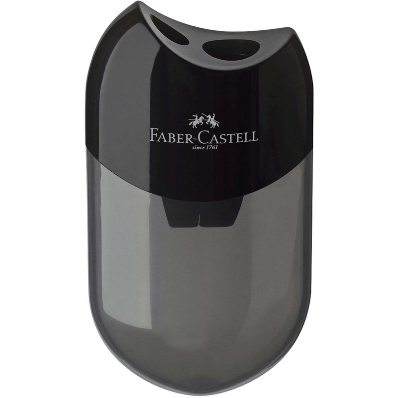 Faber-Castell 183500 double sharpener, case colour: black/transparent (2 sharpeners)