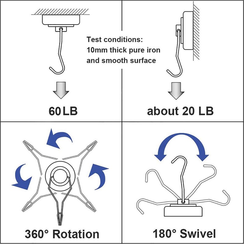 6Pcs Swing Magnetic Hook Set No Drilling Need Decorative Beautiful