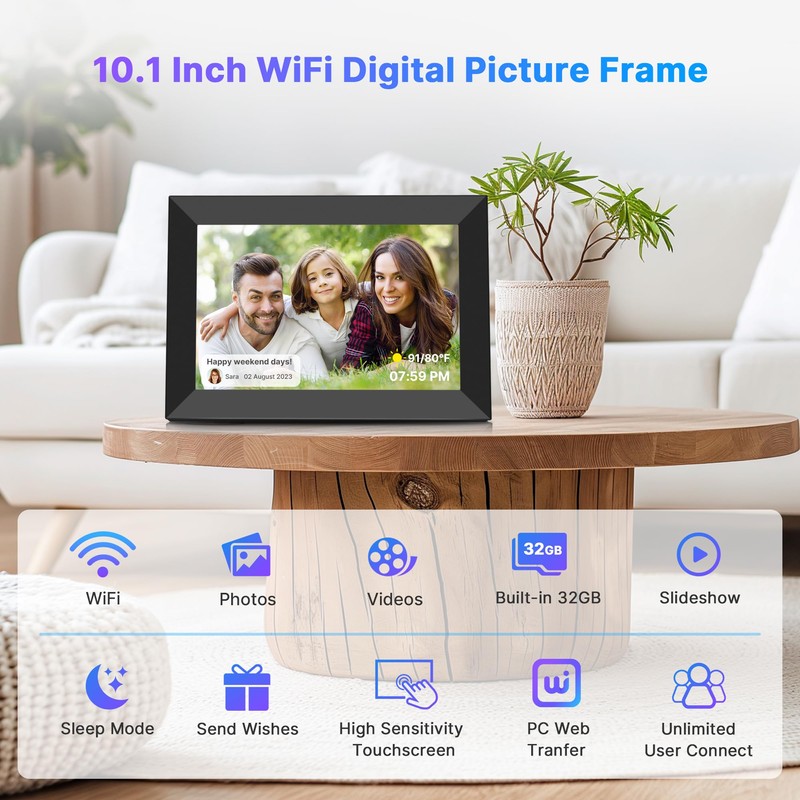 Uhale Digital Picture Frame 32GB Storage 10.1 Inch WiFi Electronic