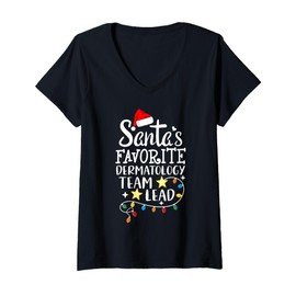 Womens Santa's Favorite Dermatology Team Leader Dermatologist Team V-Neck T-Shirt