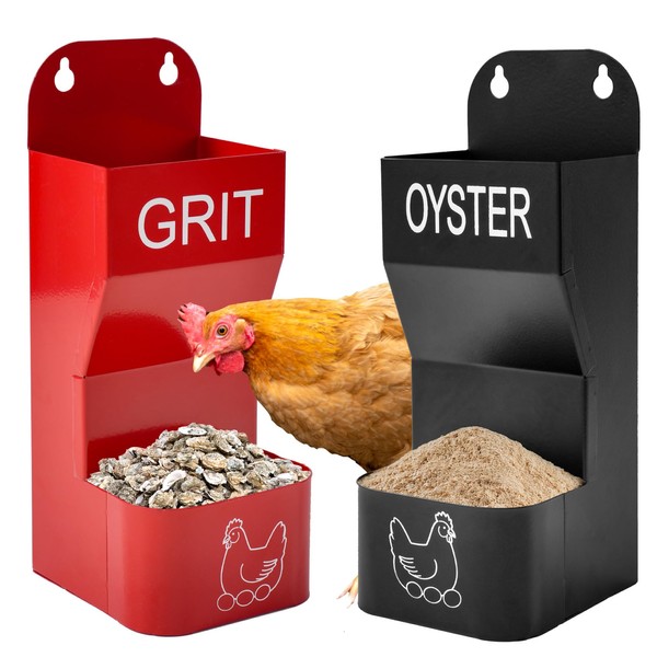 2 Pack Chicken Oyster Shell Feeder and Grit Device, Corner