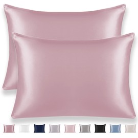 Texbee Silk Pillowcase, Silk Hair and Skin Care with Zip on Both Sides, 22 Momme Silk, Pack of 2, 40 x 60 cm, Cinnamon