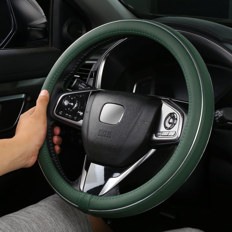 ALEMODR Custom Leather Steering Wheel Cover for Ford F-150, F-250,