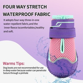 MOOB Dog Shoes for Large Dogs, Dog Shoes for Large Dogs, 4Pcs Medium Dog Booties with Rugged Anti-Slip Sole and Outdoor Reflective for Snowy Day Waterproof Dog Boots for Winter Snow （Size 6）