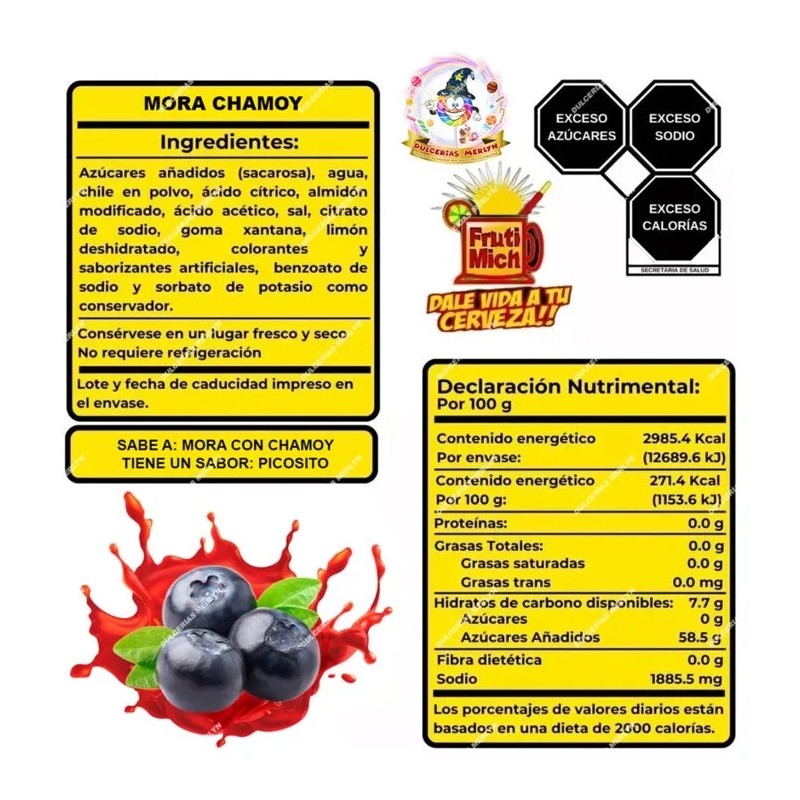 Fruti Mich Escarchado Para Micheladas sabor Mora Chamoy Michelada Frutimich