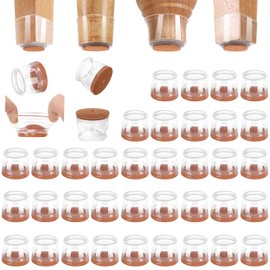 CHUNZEXI 24 Pack Chair Leg Floor Protectors for Hardwood Floors, Silicone Felt Covers Pads Caps, Protect Wood Furniture Feet Floors Noise Reduce and Scratch (Universal Large & Clear)