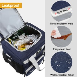 MIER Large Lunch Box for Men Women Adult Insulated Soft Sided Cooler 24 Can Leakproof Lunch Bag Collapsible for Work Travel Camping Beach, 15L (Blue-No Luggage Strap)