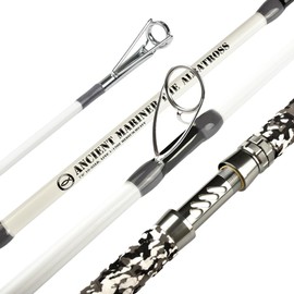 ANCIENT MARINER Albatross Series Spinning Catfish Rod 10' Catfishing Rods 2 Piece Glow with Black Light Catfish Fishing Rod (White)