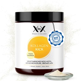XbyX Collagen Kick Pineapple 90 g | 45 Servings | Vegetarian Premium Collagen Powder | Type 1, 5 and 10 Collagen | Made in Germany