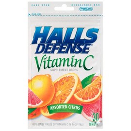 Halls Defense Vitamin C Assorted Citrus Supplement Drops - 30 Drops