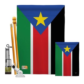 Breeze Decor FK108296-BO South Sudan World Nationality Decorative Vertical Kit, House & Garden Flags Set w/Flagpole, Multi-Color