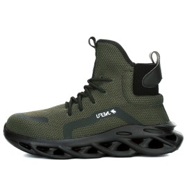 XUNRUO Work Safety Boots for Men and Women Steel Toe Lightweight Breathable Pull on Construction Boots 121 Green 41