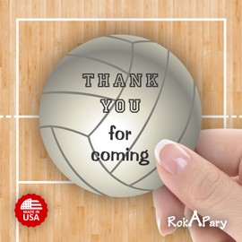 40 Thank You Volleyball Labels, 2 Inch Big Round Glossy Stickers, Great Stickers for Birthday Party, Baby Shower, Wedding, Graduation, or Any Family Sports Event Decorations, Made in USA