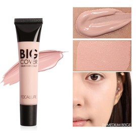 FOCALLURE Big Cover Liquid Concealer,Full Coverage & Oil-control Face Cream Concealer,High Adherence Concealer without Clumping and Cracking,Long Lasting Facial Concealer Makeup,MEDIUM BEIGE