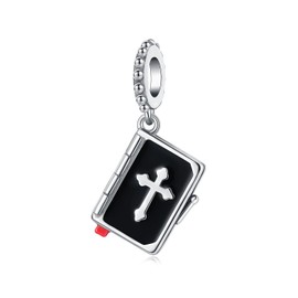 PANPOKI - Dijes de plata de ley 925 para pulseras y collares, oraciones religiosas, colgantes de cruz, colgante de estrella, luna y dios, regalo para mujeres, familiares y amigas, Universal Bracelet