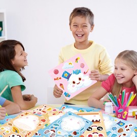 24 Sheets Make Your Own Marshmallow Stickers, Funny Marshmallow Themed Make a Face Stickers DIY Mix and Match Sticker for Home Classroom Crafts Activities Reward Party Favors Supplies