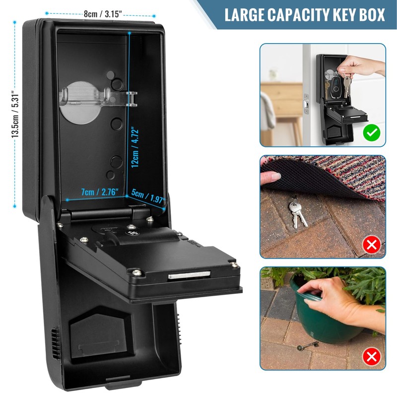 HUANLANG Key Lock Box Wall Mount,Outdoor Combination Lock Box with