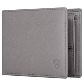 VON HEESEN Men's Leather Wallet with RFID Protection - Genuine Leather Wallet for Men - Women's Wallet, gray, landscape large (trifold)