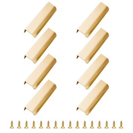 MOROBOR 8 Pack Modern Style Finger Edge Pull Furniture Drawer Handles Hidden Cabinet Kitchen Drawer Handles Knobs, 200mm/Gold