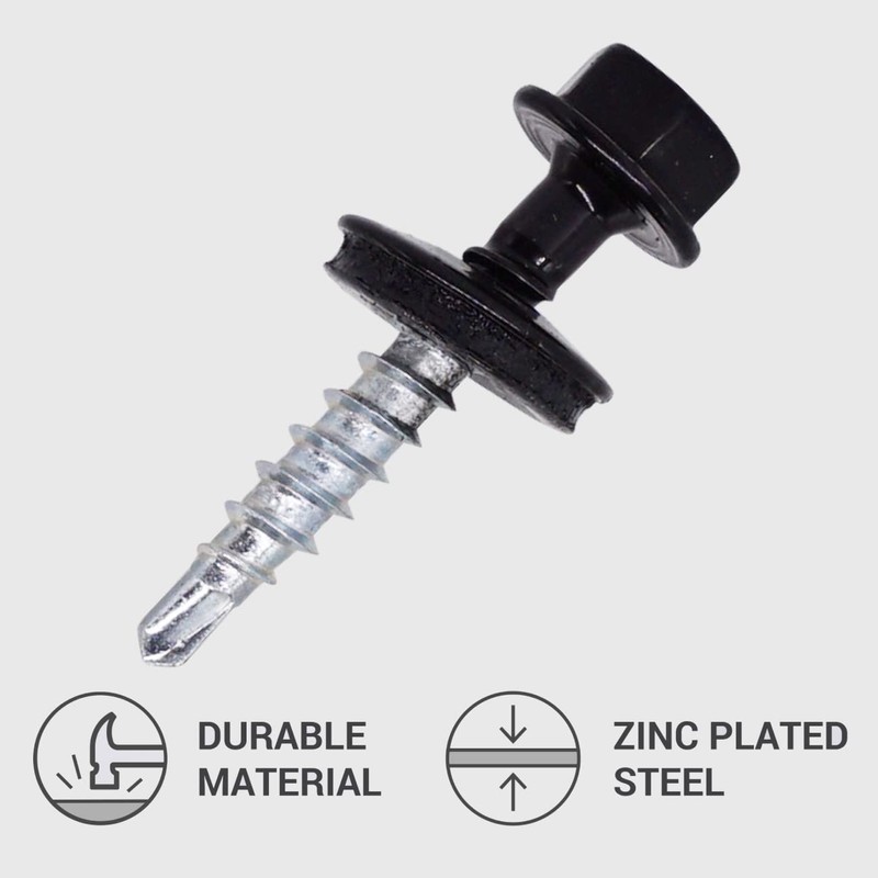 (Pack of 150 pcs) Metal Roofing Screws, 4.8 x 25