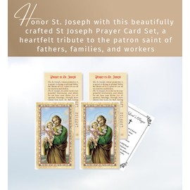 St Joseph Prayer Card - Laminated Saint Joseph Cards, Lord's Prayer Card- St Joseph Prayer Cards Bulk Set of 4 Made in Italy Catholic Cardstock - Patron Saint of Fathers, Families, Workers -5 Item Set