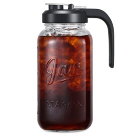 AOZITA 64 oz Glass Pitcher with Lid - 2 Quart Mason Jar Pitcher with Filter Lid, Wide Mouth Jar Leak-proof Water Jug, Heavy Duty Glass Container for Water, Juice, Milk, Tea, Iced Coffee, and Drinks