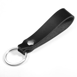 DGHYDZ Genuine Leather Keychain Strap for Car Home Key Ring Holder Lanyard Women Men (Black)