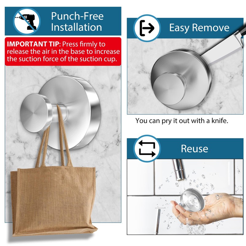 AbluFirst Suction Cup Hooks for Shower, Wall Suction Cup Hooks