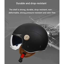 Open Face Motorcycle Helmet 3/4 Retro Half Helmet, Vintage Dual Visors Motorbike Helmet, Summer Moped Cruiser Scooter Helmet, for Adult Women Men