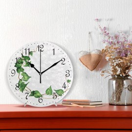 ALAZA Wall Clock Green Leaves Ivy Silent Non-Ticking Decorative Wall Clocks Battery Operated 10 Inch for Home Living Room Kitchen Bathroom Bedroom